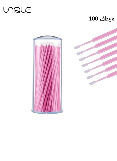 100PCS Disposable Micro Swabs for Eyelash Extension, Micro Applicators Eyelash Swabs for Makeup Clean and Personal Care, Cosmetic Micro Swabs Nails Eyeliner Lips Ear（Pink）