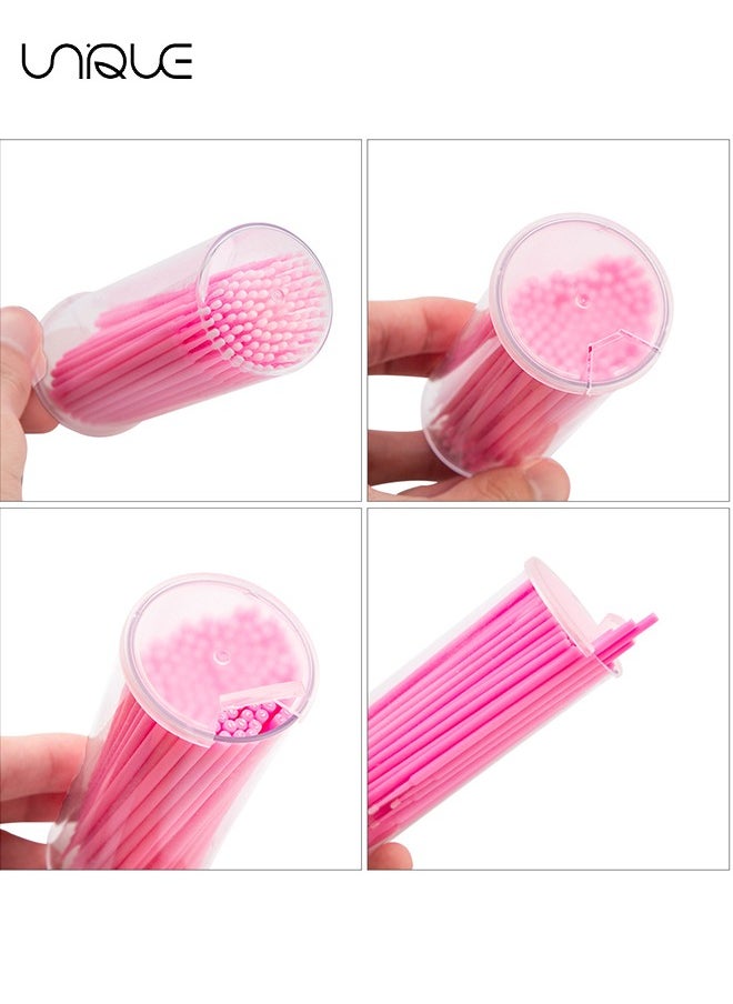 Unique - 100PCS Disposable Micro Swabs for Eyelash Extension, Micro Applicators Eyelash Swabs for Makeup Clean and Personal Care, Cosmetic Micro Swabs Nails Eyeliner Lips Ear（Pink） - Image 1
