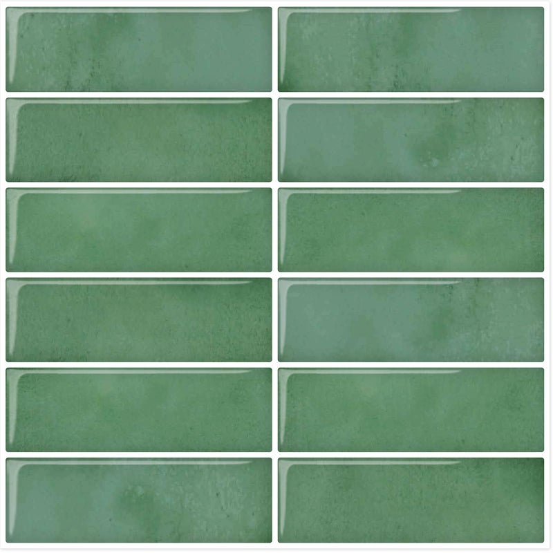 DEWOO Green Peel and Stick Backsplash Subway Wall Tile for Kitchen Bathroom Thin 10Sheet 1212