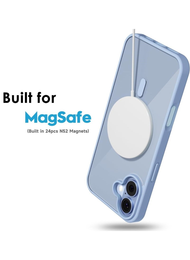 أكاليكس حافظة مغناطيسية لهاتف iPhone 16 Plus، متوافقة مع MagSafe، غطاء فاخر مطلي، حافظة هاتف واقية شفافة ناعمة من مادة TPU مقاومة للصدمات، (ازرق سماوي) - Image 2