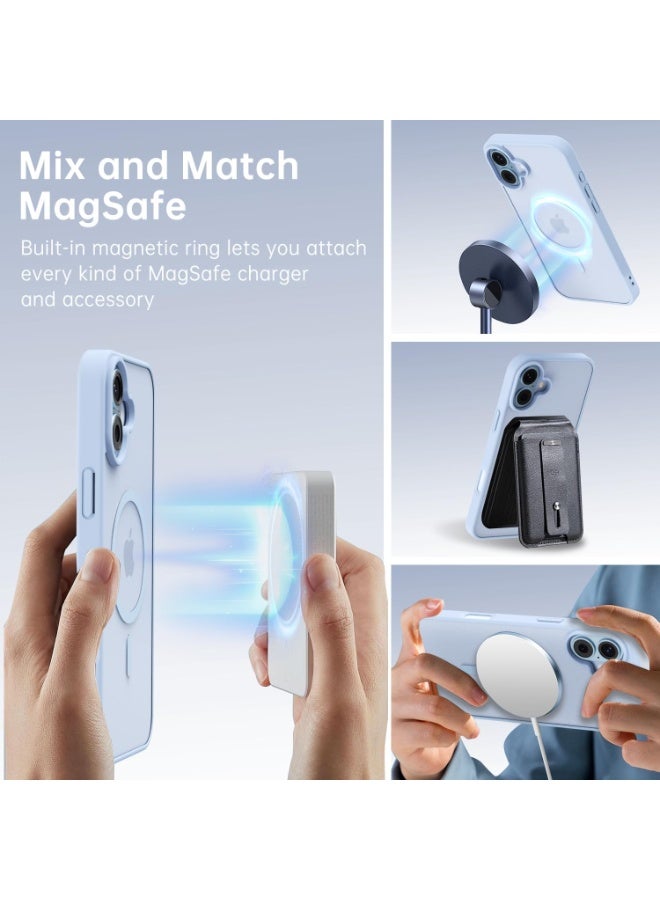 أكاليكس حافظة مغناطيسية لهاتف iPhone 16 Plus، متوافقة مع MagSafe، غطاء فاخر مطلي، حافظة هاتف واقية شفافة ناعمة من مادة TPU مقاومة للصدمات، (ازرق سماوي) - Image 3