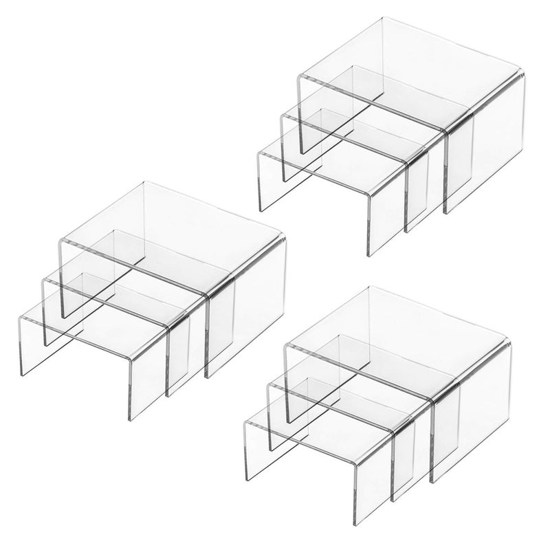 Hedume Hedume Set of 9 Clear Acrylic Display Risers for Figures Buffets Cupcakes and Jewelry Display Stands 