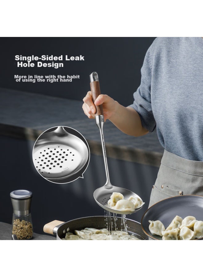 COOKER KING Chuidahuang 316 Stainless Steel Strainer, Rosewood Handle Thickened Strainer For Wok, Stainless Steel Pot Without Coating  - Image 3