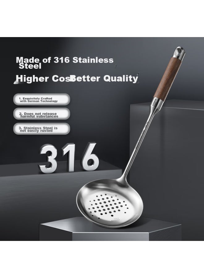 COOKER KING Chuidahuang 316 Stainless Steel Strainer, Rosewood Handle Thickened Strainer For Wok, Stainless Steel Pot Without Coating  - Image 1