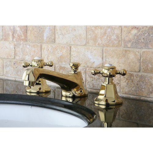 Kingston Brass KS4462BX Metropolitan Widespread Lavatory Faucet with Metal Cross Handle, Polished Brass,8-Inch Adjustable Center - Image 3