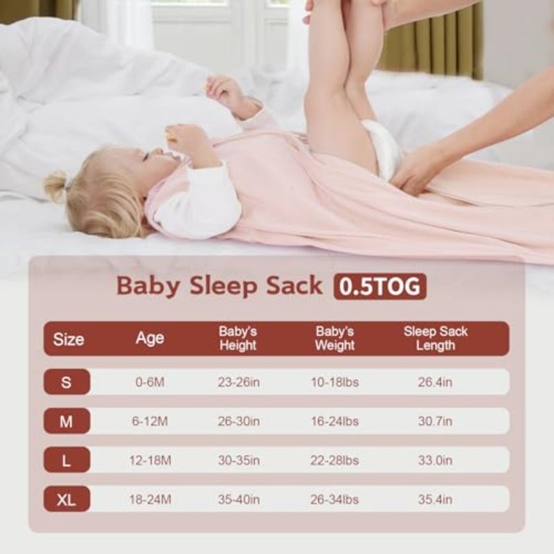 أكياس نوم للأطفال من عمر 0 ​​إلى 6 أشهر، 100% قطن TOG 0.5 بطانية يمكن ارتداؤها لحديثي الولادة والرضع، 3 عبوات من أكياس نوم خفيفة الوزن بسحاب ثنائي الاتجاه للأطفال الصغار - Image 4