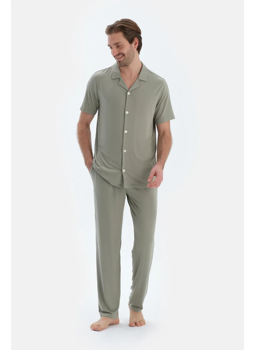 dagi Shirt & Trousers Pajama Set Spread Collar Cotton Blend Mid Rise Regular/Classic Fit Sleepwear