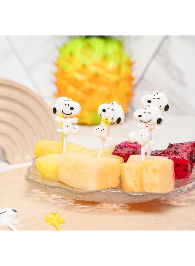 Japanese Cartoon Fruit Fork Cute Animal Fruit Fork Children Baby Special Fruit Sign Wholesale-Color:8pc Fruit Fork/snoopy Opp Pack  - Image 1