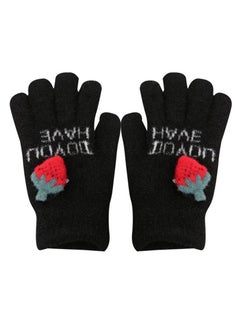 Generic Women girly strawberry mobile screen touch fingers winter wool gloves  - Image 2