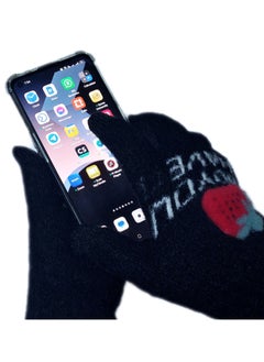 Generic Women girly strawberry mobile screen touch fingers winter wool gloves  - Image 1