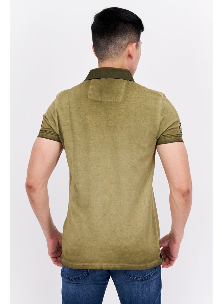 Canadian Peak - Men Regular Fit Graphic Short Sleeves Polo Shirt, Olive - Image 1