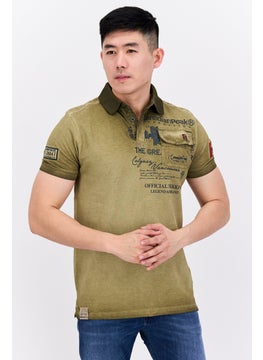 Canadian Peak Men Regular Fit Graphic Short Sleeves Polo Shirt, Olive  - Image 1