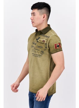 Canadian Peak Men Regular Fit Graphic Short Sleeves Polo Shirt, Olive  - Image 3