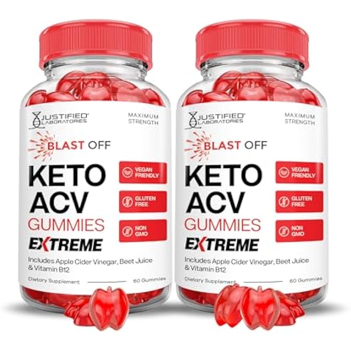 Justified Laboratories (2 Pack) Blast Off Keto ACV Gummies Extreme 2000MG Blast Keto Gummies Apple Cider Vinegar Formulated with Pomegranate Beet Juice Powder B12 Vegan Non GMO 120 Gummys - Image 1