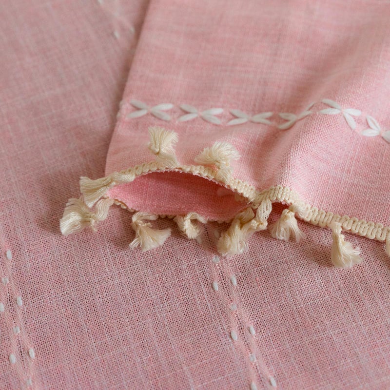 Deeprove Pink Boho Curtains 84 inches Length for Baby Girl Bedroom Nursery, Blush Bohemian 84 inches Long Embroidery Farmhouse Light Filter Privacy Style Tassel Window Treatments, W52 x L84, 1 Panel - Image 4