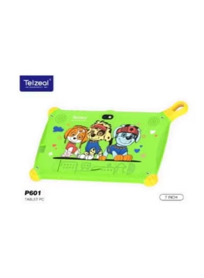 Telzeal P601 Kids Tablet 7-Inch HD Display | Android 10.1 | 6GB RAM 128GB Storage | WiFi | Parental Controls | Preloaded Educational Apps & Games | Long Battery | Durable Green Shockproof Child-Safe Case - Image 1