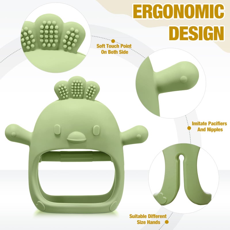 ووانجر 4 Packs Baby Teething Toy Silicone Teething Toys for Babies 0-6 Months Anti Dropping Wrist Hand Teethers Mitten Chick Baby Chew for Sucking Needs - Image 5