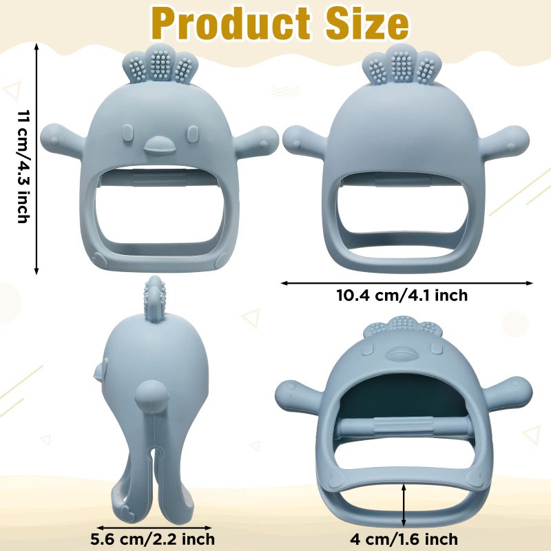 ووانجر 4 Packs Baby Teething Toy Silicone Teething Toys for Babies 0-6 Months Anti Dropping Wrist Hand Teethers Mitten Chick Baby Chew for Sucking Needs - Image 2