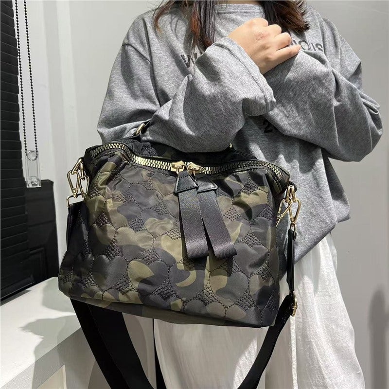 Exclusive Fashion Personalized Camouflage Quilted Shoulder Bag Portable Clip Cotton Double Zipper Trend Crossbody Handbag - Image 3