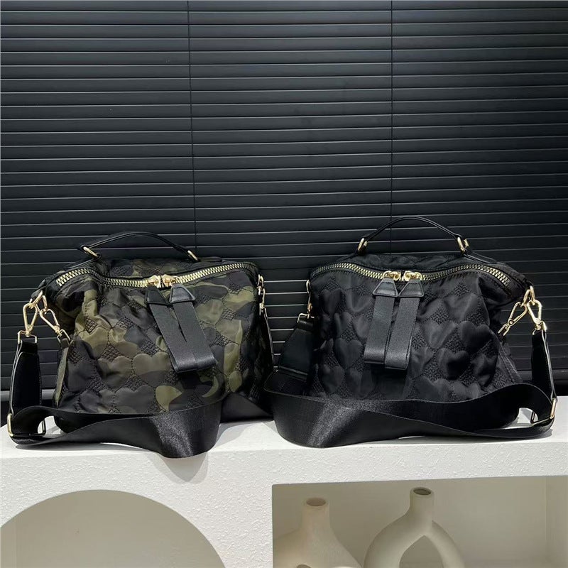 Exclusive Fashion Personalized Camouflage Quilted Shoulder Bag Portable Clip Cotton Double Zipper Trend Crossbody Handbag - Image 2