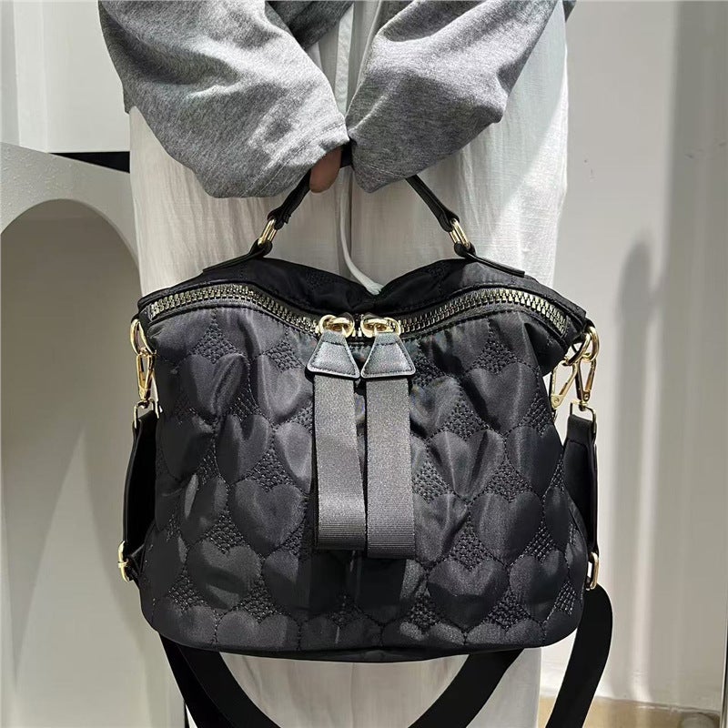 Exclusive Fashion Personalized Camouflage Quilted Shoulder Bag Portable Clip Cotton Double Zipper Trend Crossbody Handbag - Image 5