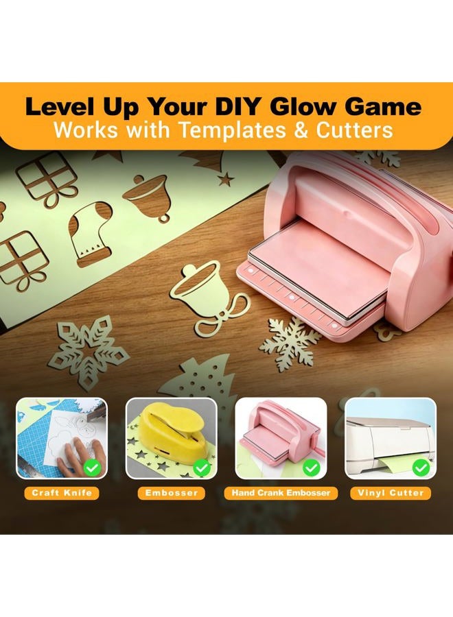 Anda Glow 6 Sheets A5 Size Extra Bright Glow in The Dark (Photoluminescent) Papers, Strong Adhesive, DIY Stickers for Stairs, Light Switch, Furniture, Night Safety, Bedoom Decoration - Image 4
