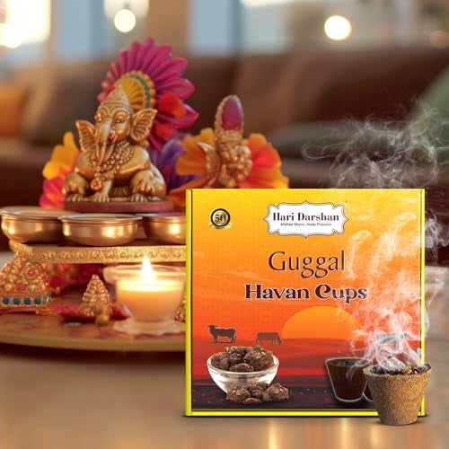 Hari Darshan Guggal Sambrani Cup – 48Cups | Pure & Natural Sambrani Dhoop Cup for Pooja Havan | Guggal Loban Dhoop with Soothing Aroma for Rituals & Festivals Pack of 4 (12 Each + Burner Plate) - Image 5