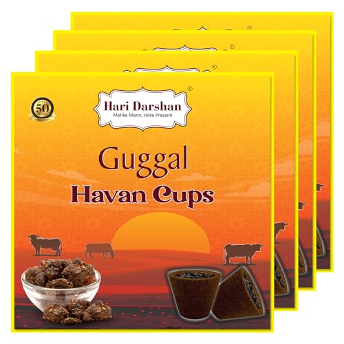 Hari Darshan Guggal Sambrani Cup – 48Cups | Pure & Natural Sambrani Dhoop Cup for Pooja Havan | Guggal Loban Dhoop with Soothing Aroma for Rituals & Festivals Pack of 4 (12 Each + Burner Plate) - Image 1
