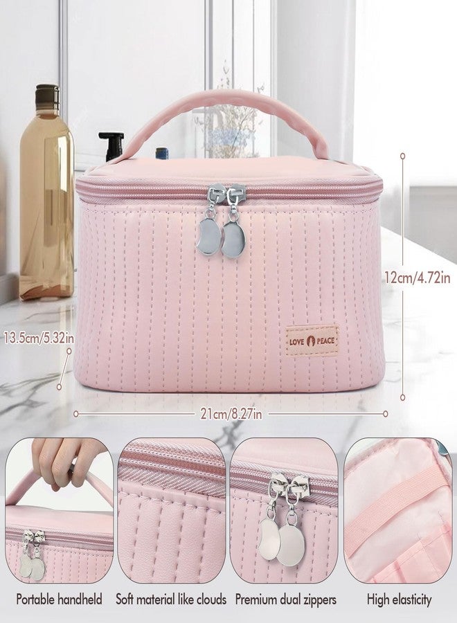 Yuilgdo Makeup Bag Travel Cosmetic Bag, Large Capacity Makeup Organizer Bag and Storage, Portable PU Leather Pouch Toiletry Bag Make up Organizer, Cosmetic Bags for Women, Gifts for Women - Image 3