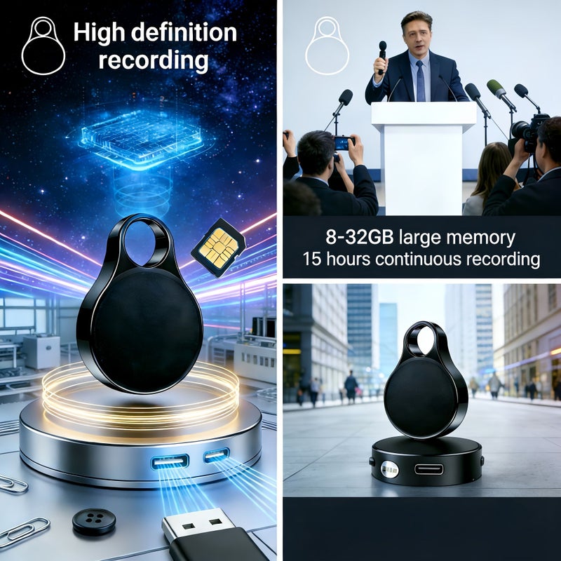 8 32GB Large Memory Portable Recording Pen Supports Mobile OTG High Definition Recording Intelligent Noise Cancelling Recorder Rechargeable Battery For Business And Office Use 32GB - Image 2