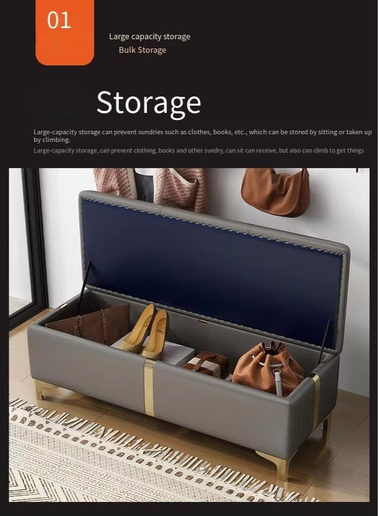 Generic Storage Bench with Metal Legs Ottoman Upholstered Bench Perfect for End of Bed Seating And Storage in Bedroom, Living Room, And Entryway  - Image 3