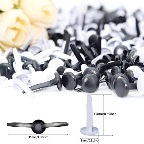 BESTCYC 8mm 1/3" 200pcs Black and White Metal Brad Paper Fastener Scrapbooking Card Making Art Craft Brads - Image 2