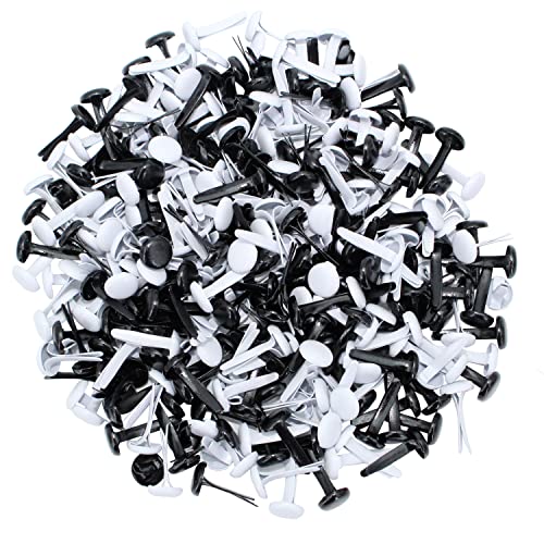BESTCYC 8mm 1/3" 200pcs Black and White Metal Brad Paper Fastener Scrapbooking Card Making Art Craft Brads - Image 4