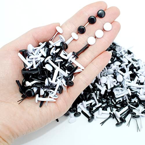 BESTCYC 8mm 1/3" 200pcs Black and White Metal Brad Paper Fastener Scrapbooking Card Making Art Craft Brads - Image 3