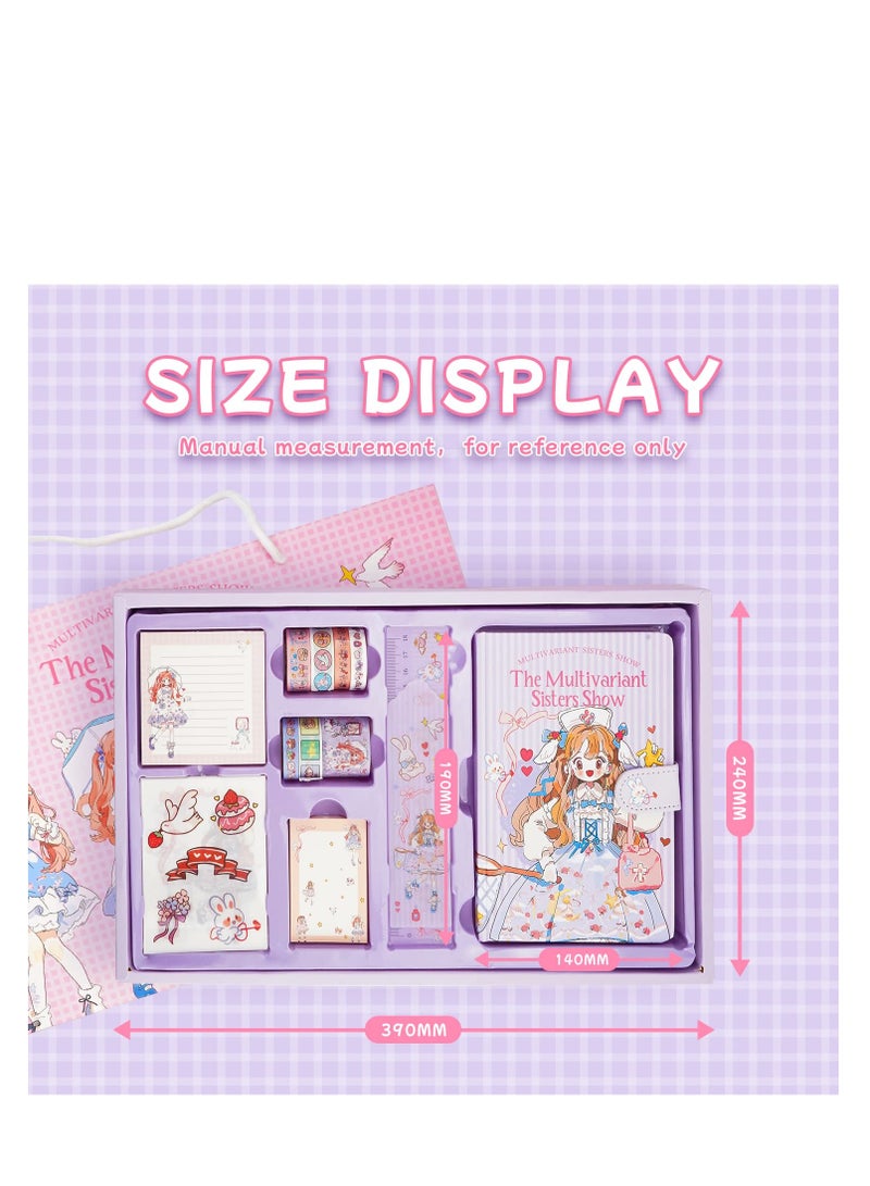 SYOSI DIY Journal Set for Girls, Age of 8 years old and up, Kids Scrapbook Kit Diary, Arts craft kit, Manual set for girls gift, Stationery Set, Decorate by yourself, Teenage Girls Birthday (Purple)  - Image 4