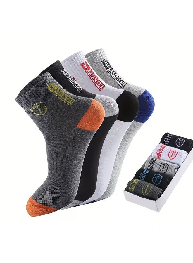 Zeemey 10-pair set Men's Business Casual Mid-Calf Socks - Breathable, Wicking, Multi-color Mixed Set - Image 4