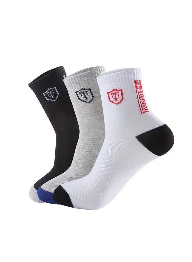 Zeemey 10-pair set Men's Business Casual Mid-Calf Socks - Breathable, Wicking, Multi-color Mixed Set - Image 3