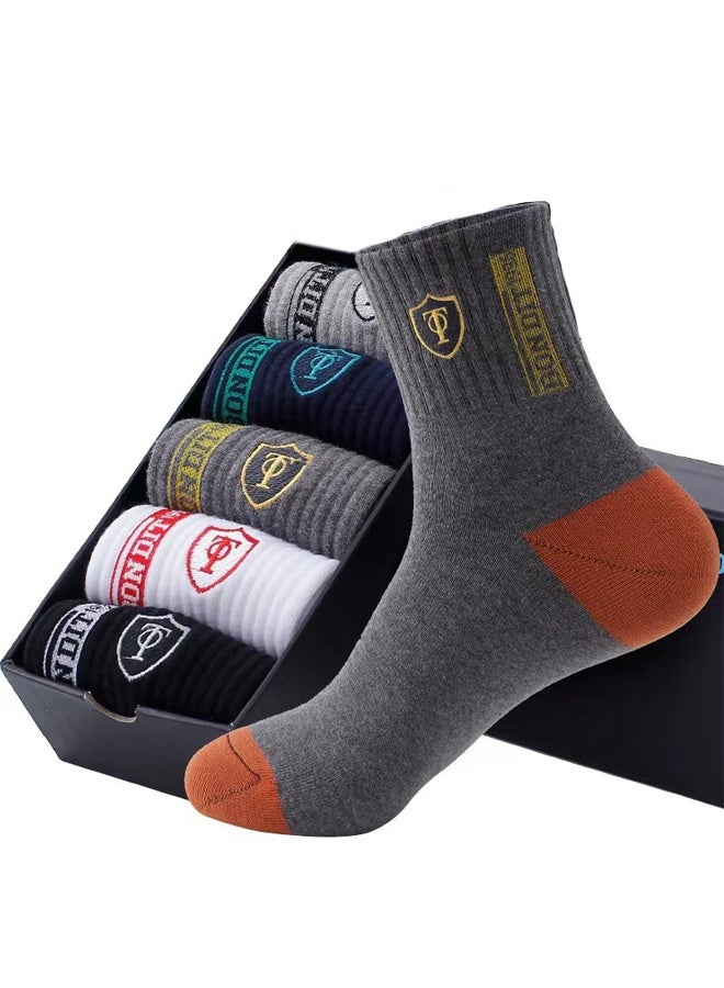 Zeemey 10-pair set Men's Business Casual Mid-Calf Socks - Breathable, Wicking, Multi-color Mixed Set - Image 2