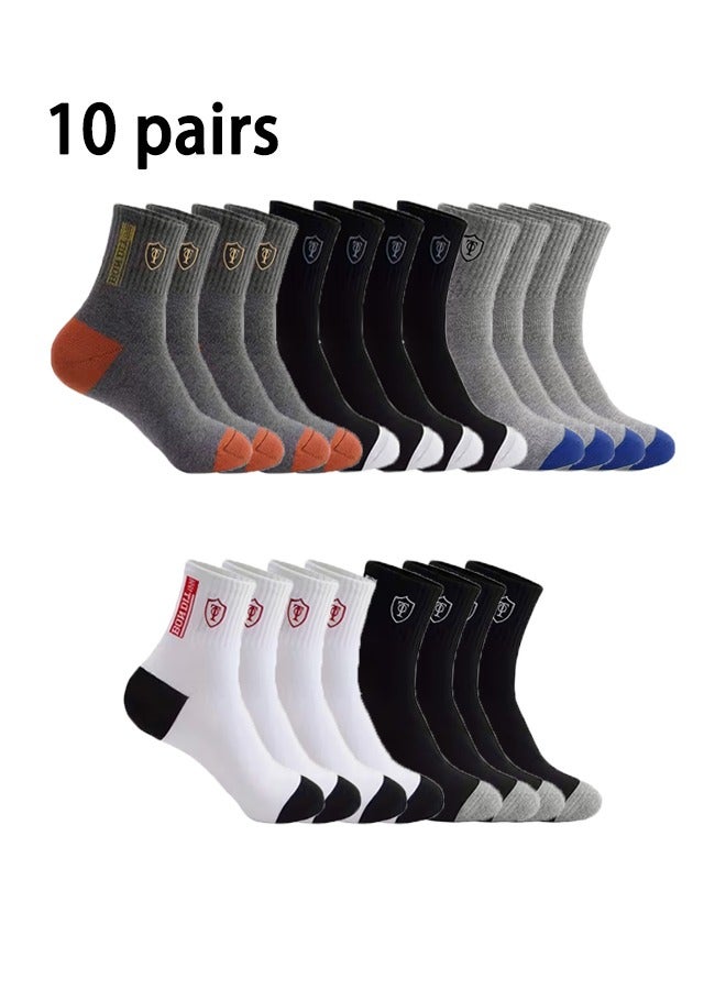 Zeemey 10-pair set Men's Business Casual Mid-Calf Socks - Breathable, Wicking, Multi-color Mixed Set - Image 1