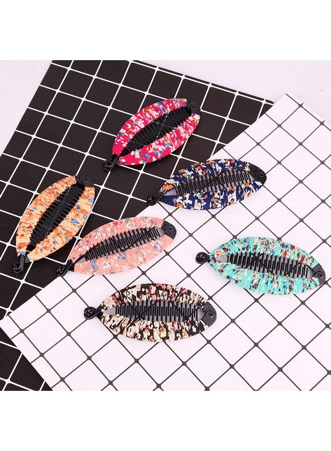 Fodattm مجموعة من 6 مشابك شعر على طراز بوهيميا مغلفة بقماش، مشط شعر، مشابك شعر على شكل سمكة بلاستيكية، مخلب شعر، مشبك شعر للنساء (كبير) - Image 3