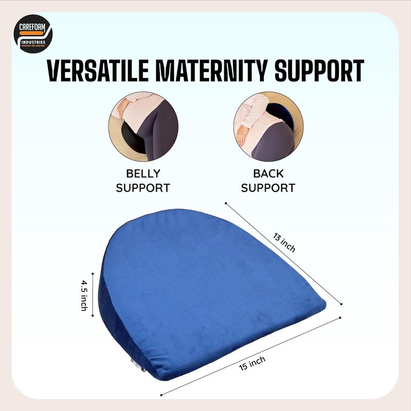 CareFoam وسادة الحمل CareFoam للنساء الحوامل وسادة ميموري فوم وسادة مثلثة لدعم البطن والظهر أثناء الحمل توفر دعمًا ناعمًا لبروز البطن باللون الأزرق - Image 2