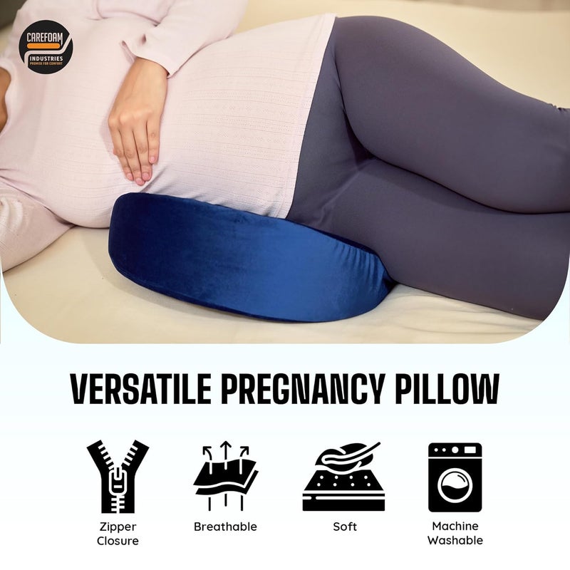 CareFoam وسادة الحمل CareFoam للنساء الحوامل وسادة ميموري فوم وسادة مثلثة لدعم البطن والظهر أثناء الحمل توفر دعمًا ناعمًا لبروز البطن باللون الأزرق - Image 5