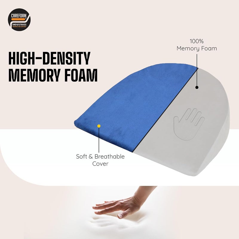CareFoam وسادة الحمل CareFoam للنساء الحوامل وسادة ميموري فوم وسادة مثلثة لدعم البطن والظهر أثناء الحمل توفر دعمًا ناعمًا لبروز البطن باللون الأزرق - Image 3