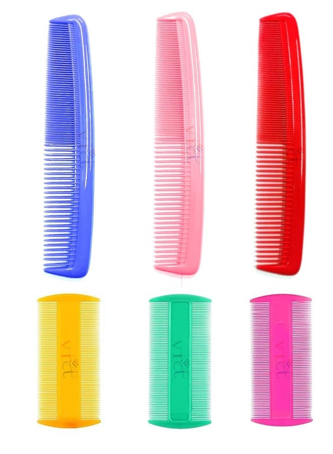 VRCT Multicolor Grooming Hair Combs and Nits Removal Comb Dandruff Dust Narrow Teeth Comb for Women and Men(Pack of 3 +3) (Random Colors) - Image 2