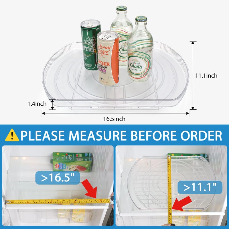 FIRJOY Lazy Susan Turntable for Refrigerator, Square Turntable Organizer for Fridge Cabinet, Pantry, Countertop | 16.5" x 11.1" (Rectangle 1 Pack - Clear) - Image 2