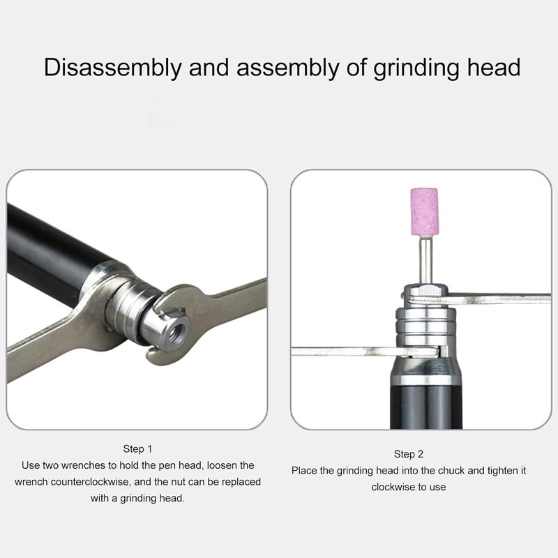 KP 6102 Pneu Pencil Die Grinder Kit, Aluminum y Air Grinder with up to 65000rpm, Concentricity Engrafor Grinding Polishing Dril - Image 5