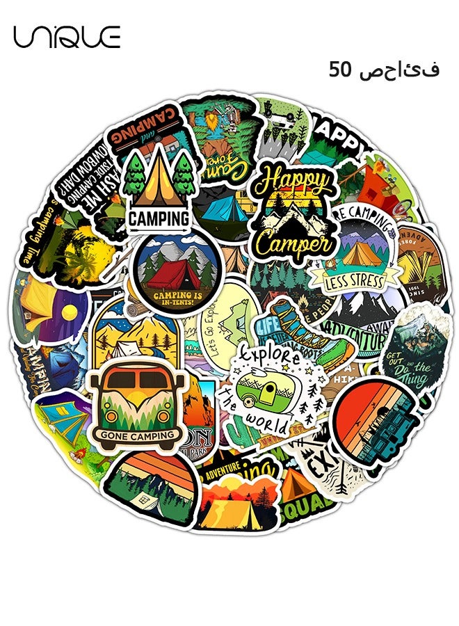 Unique 50 قطعة من ملصقات الكتابة على الجدران للتخييم في الهواء الطلق، ملصقات الفينيل المقاومة للماء لزجاجات المياه والكمبيوتر المحمول والكمبيوتر والجيتار، هدايا للمراهقين والفتيات والمشجعين - Image 1