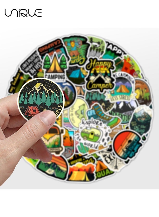 Unique 50 قطعة من ملصقات الكتابة على الجدران للتخييم في الهواء الطلق، ملصقات الفينيل المقاومة للماء لزجاجات المياه والكمبيوتر المحمول والكمبيوتر والجيتار، هدايا للمراهقين والفتيات والمشجعين - Image 3