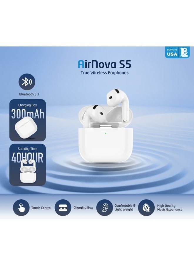 IQ TOUCH AirNova S5 True Wireless Earphones, Bluetooth 5.3 In-Ear Earbuds with Touch Control, Seamless Bud Switch, Charging Case, 4H Playtime, 40H Standby, Comfortable & Lightweight, High-Quality Sound - Image 4