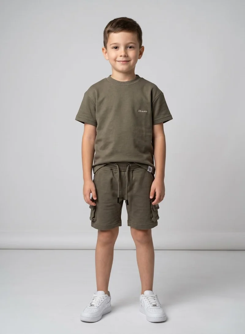 بيبي كلو Boys Olive Brown Summer Shorts Set